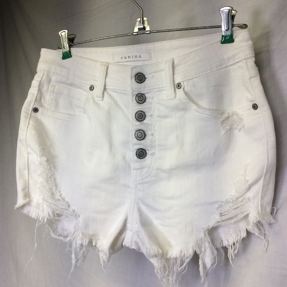 eunina LuLu White HighRise Cut off Shorties